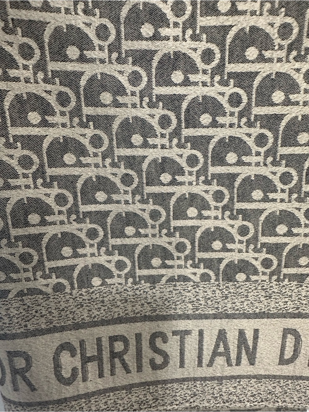 New Dior logo square scarf Gray Cream 38”x38” - Picture 3 of 3